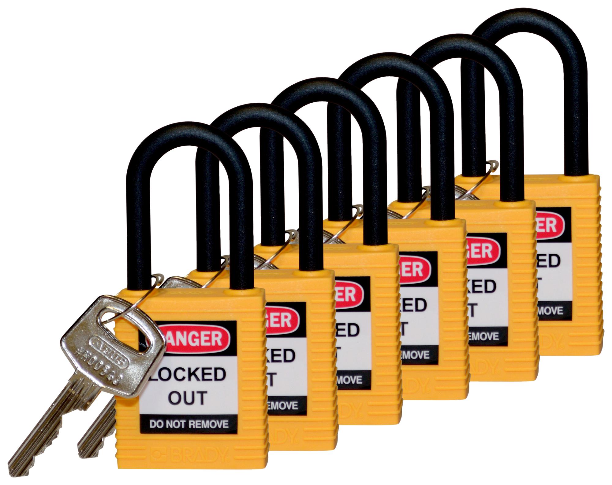 SFTY PADLOCK NYLON 38MM SHA YELLOW 6/PAC