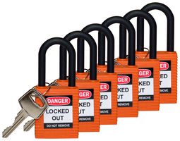 SFTY PADLOCK NYLON 38MM SHA ORANGE 6/PAC