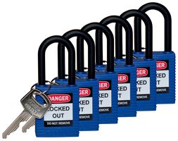 SFTY PADLOCK NYLON 38MM SHA BLUE 6/PAC